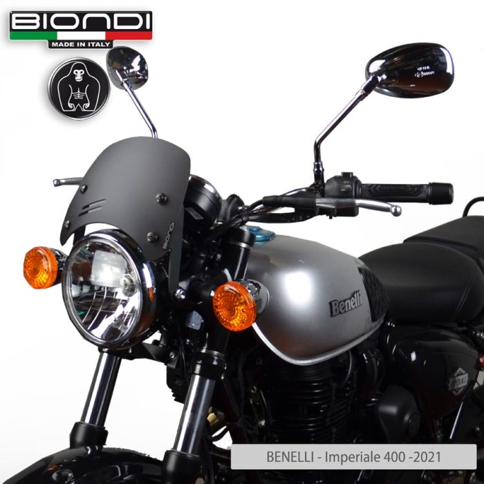 Windshield Satin Matt Black Mod. Caffè (Mounting kit included) – BENELLI Imperiale 400 (2021->); MOTO GUZZI V7 Classic 744 (2008-2012); V7 Stone/Special 744 (2012-2015); V7 II Stone/Special 744 (2015-2017); TRIUMPH Bonneville (2008-2016)(2017-2020); YAMAHA XSR 700/900 (2022->) - Image 7