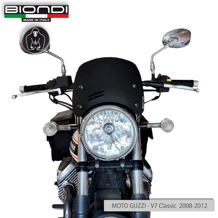 Windshield Satin Matt Black Mod. Caffè (Mounting kit included) – BENELLI Imperiale 400 (2021->); MOTO GUZZI V7 Classic 744 (2008-2012); V7 Stone/Special 744 (2012-2015); V7 II Stone/Special 744 (2015-2017); TRIUMPH Bonneville (2008-2016)(2017-2020); YAMAHA XSR 700/900 (2022->) - Image 3