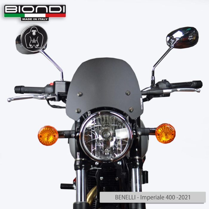 Windshield Black Satin Mod. Sport (Mounting kit included) – BENELLI Imperiale 400 (2021->); MOTO GUZZI V7 Classic 744 (2008-2012); V7 Stone/Special 744 (2012-2015); V7 II Stone/Special 744 (2015-2017); TRIUMPH Bonneville (2008-2016)(2017-2020); YAMAHA XSR 700/900 (2022->) - Image 2