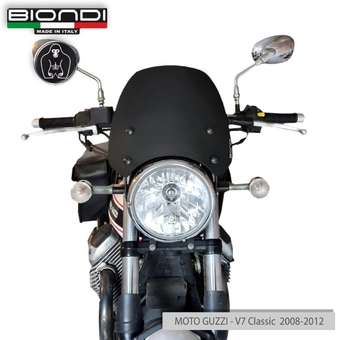 Windshield Black Satin Mod. Sport (Mounting kit included) – BENELLI Imperiale 400 (2021->); MOTO GUZZI V7 Classic 744 (2008-2012); V7 Stone/Special 744 (2012-2015); V7 II Stone/Special 744 (2015-2017); TRIUMPH Bonneville (2008-2016)(2017-2020); YAMAHA XSR 700/900 (2022->) - Image 3