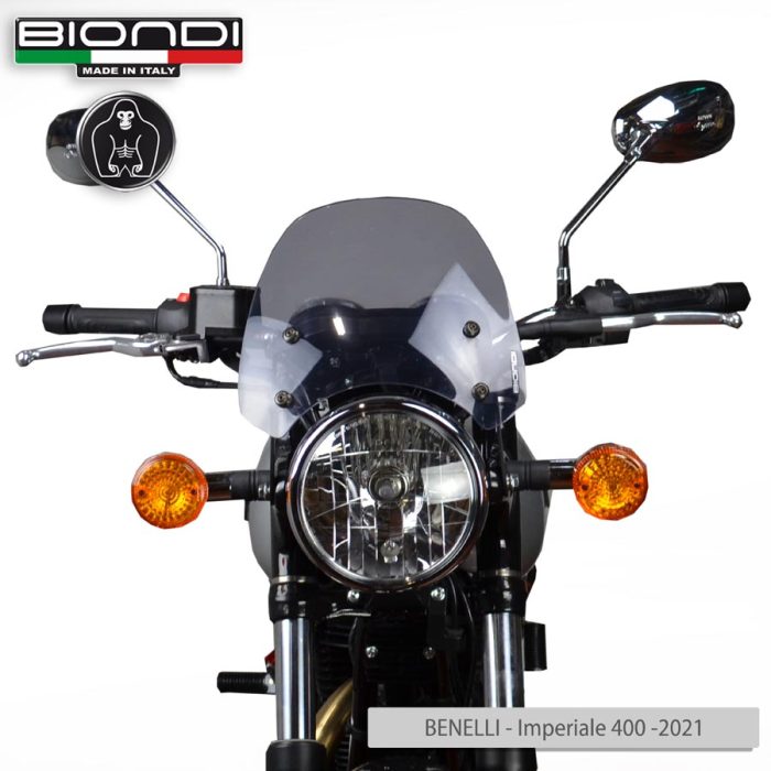 Windshield Smoke Grey Mod. Sport (Mounting kit included) – BENELLI Imperiale 400 (2021->); MOTO GUZZI V7 Classic 744 (2008-2012); V7 Stone/Special 744 (2012-2015); V7 II Stone/Special 744 (2015-2017); TRIUMPH Bonneville (2008-2016)(2017-2020); YAMAHA XSR 700/900 (2022->) - Image 2