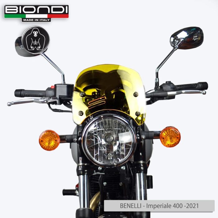 Windshield Yellow Mod. Caffè (Mounting kit included) – BENELLI Imperiale 400 (2021->); MOTO GUZZI V7 Classic 744 (2008-2012); V7 Stone/Special 744 (2012-2015); V7 II Stone/Special 744 (2015-2017); TRIUMPH Bonneville (2008-2016)(2017-2020); YAMAHA XSR 700/900 (2022->) - Image 4