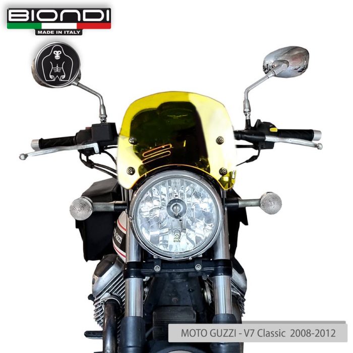 Windshield Yellow Mod. Caffè (Mounting kit included) – BENELLI Imperiale 400 (2021->); MOTO GUZZI V7 Classic 744 (2008-2012); V7 Stone/Special 744 (2012-2015); V7 II Stone/Special 744 (2015-2017); TRIUMPH Bonneville (2008-2016)(2017-2020); YAMAHA XSR 700/900 (2022->) - Image 3
