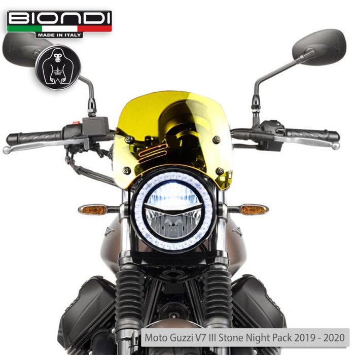Windshield Yellow Mod. Caffè (Mounting kit included) – BENELLI Imperiale 400 (2021->); MOTO GUZZI V7 Classic 744 (2008-2012); V7 Stone/Special 744 (2012-2015); V7 II Stone/Special 744 (2015-2017); TRIUMPH Bonneville (2008-2016)(2017-2020); YAMAHA XSR 700/900 (2022->) - Image 2