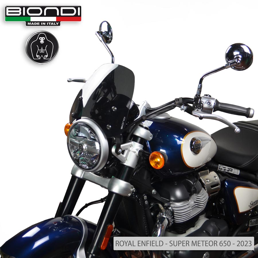 Cupolino Fumè Scuro Mod. Sport (Kit di Montaggio incluso) – ROYAL ENFIELD SUPER METEOR 650 2023; INTERCEPTOR 650 2021; CONTINENTAL GT 650 2021; METEOR 350 FIREBALL 2021; METEOR 350 STELLAR 2021; METEOR 350 SUPERNOVA 2021 - immagine 3