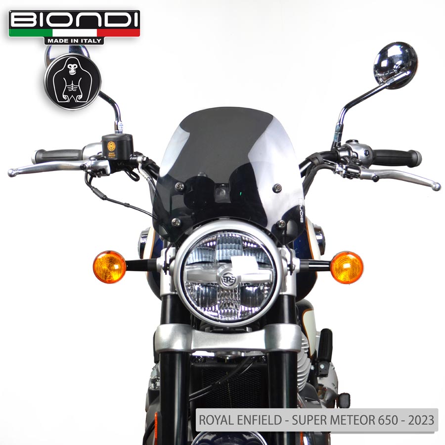Cupolino Fumè Scuro Mod. Sport (Kit di Montaggio incluso) – ROYAL ENFIELD SUPER METEOR 650 2023; INTERCEPTOR 650 2021; CONTINENTAL GT 650 2021; METEOR 350 FIREBALL 2021; METEOR 350 STELLAR 2021; METEOR 350 SUPERNOVA 2021 - immagine 2