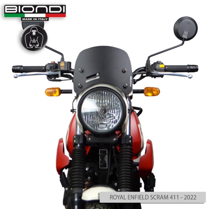 Windshield Satin Matt Black Mod. Caffè (Mounting kit included) – ROYAL ENFIELD SCRAM 411 – 2022 - Image 2