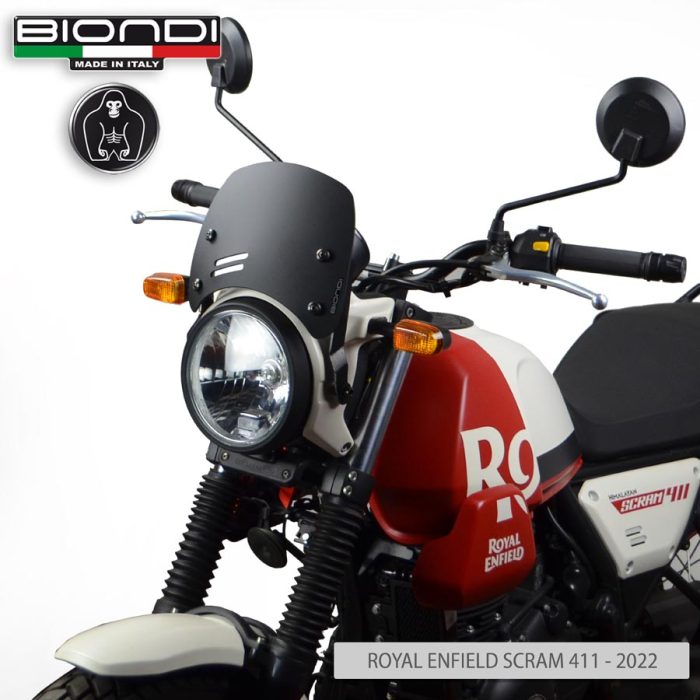Windshield Satin Matt Black Mod. Caffè (Mounting kit included) – ROYAL ENFIELD SCRAM 411 – 2022 - Image 3