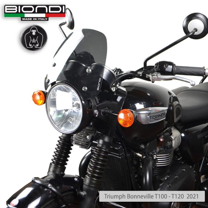 Windshield Smoke Grey Dark Mod. Sport (Mounting kit included) – TRIUMPH BONNEVILLE T100 T120 (2021…) - Image 3