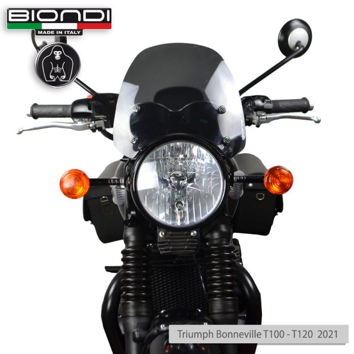 Windshield Smoke Grey Dark Mod. Sport (Mounting kit included) – TRIUMPH BONNEVILLE T100 T120 (2021…) - Image 2