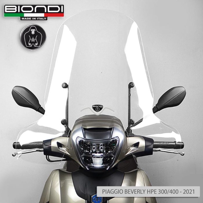 Parabrezza RICAMBIO LASTRA ORIGINALE Linea Z – Piaggio Beverly HPE 300/400 cc. 2021-2024, Beverly 310/400 cc. 2025 (compatibile sia con l’attacco del cupolino e del parabrezza originali che con il kit specifico Biondi) (solo schermo trasparente) - immagine 2