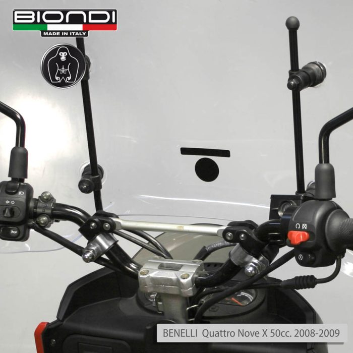 Kit Attacchi per schermi Parabrezza – BENELLI Quattro Nove X 50cc. (Naked) (Manubrio Scarenato) 2008-2009, KYMCO Agility RS 2T” 50cc. Naked 2011, STELS Arrow 50cc.,YAMAHA BW’s’125cc. 2013 - immagine 2