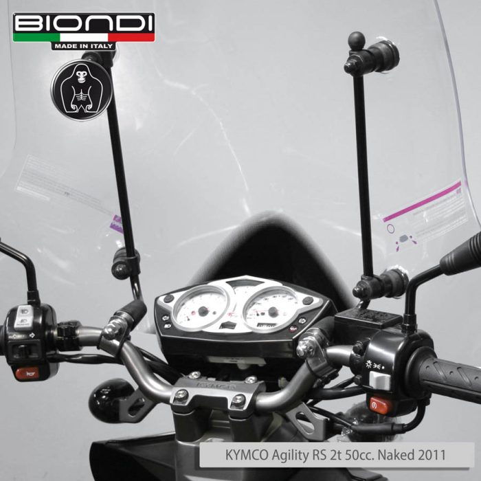 Kit Attacchi per schermi Parabrezza – BENELLI Quattro Nove X 50cc. (Naked) (Manubrio Scarenato) 2008-2009, KYMCO Agility RS 2T” 50cc. Naked 2011, STELS Arrow 50cc.,YAMAHA BW’s’125cc. 2013