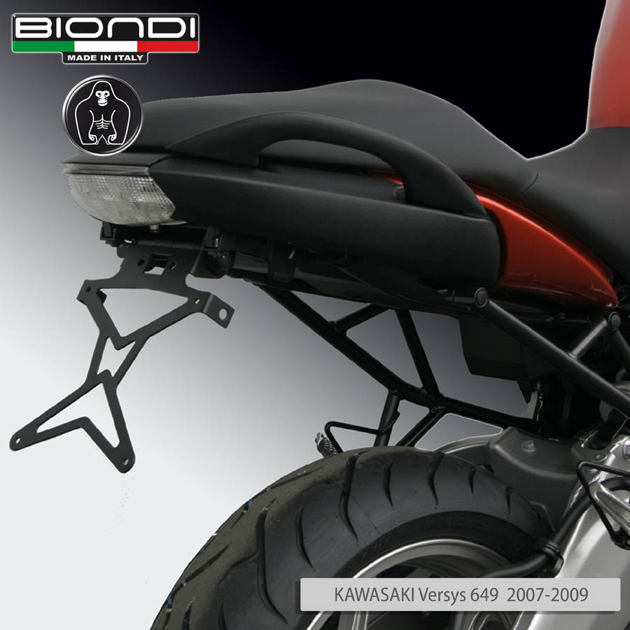 Portatarga per Moto regolabile in acciaio vernicicato nero (kit completo) - KAWASAKI Versys 649cc. 2007-2009