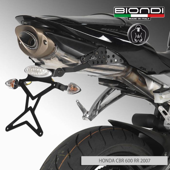 Portatarga per Moto regolabile in acciaio verniciato nero (kit completo) + Stop + luce posizione+ luce targa - HONDA CBR 600 RR 2007-2012