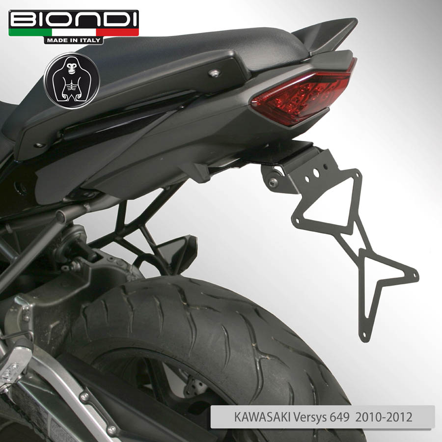 Portatarga per Moto regolabile in acciaio verniciato nero (kit completo) - KAWASAKI Versys 649cc. 2010-2012
