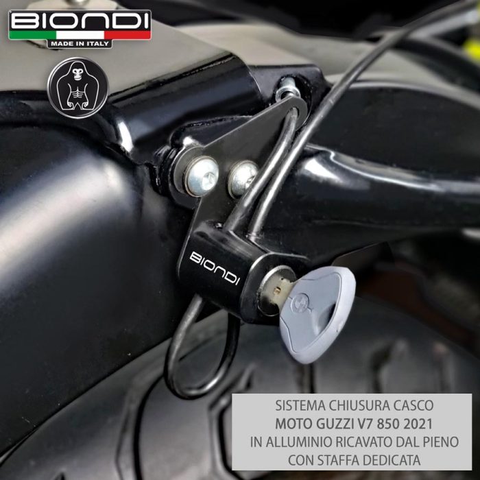 ANTI-THEFT LOCKING SYSTEM HELMETS and JACKET WITH LOCK, SPECIFIC for Moto Guzzi V7 850 2021 AND V7 Sport - 2024 (ALUMINUM lock block obtained solid and dedicated steel bracket) - Image 6
